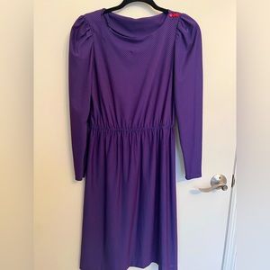 1980s Vintage Puff Shoulder Pinstripe Dress M/L